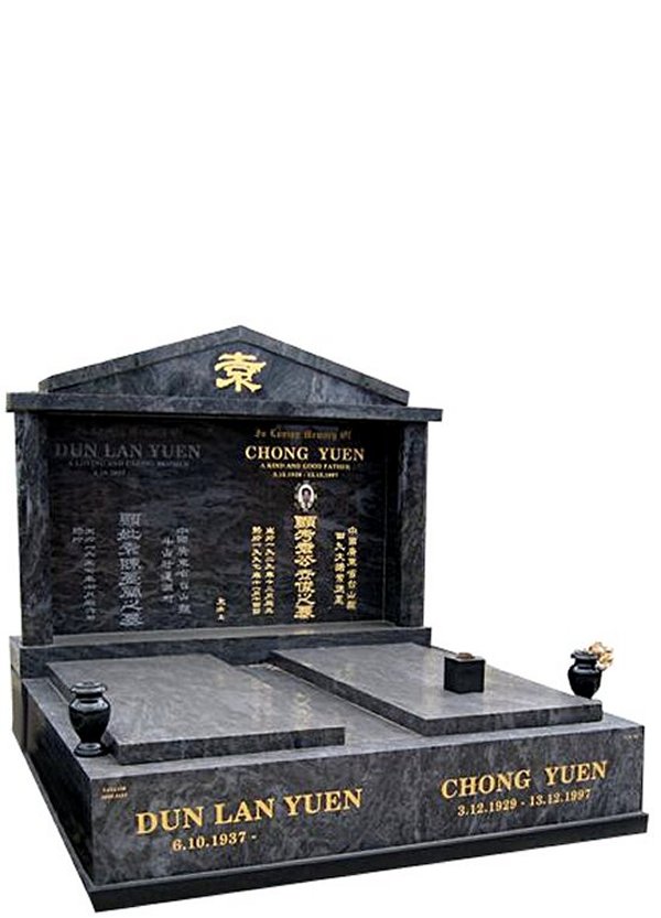 Springvale Silk Blue Indian Granite Double Monument Chong Yuen Cemetery Memorial